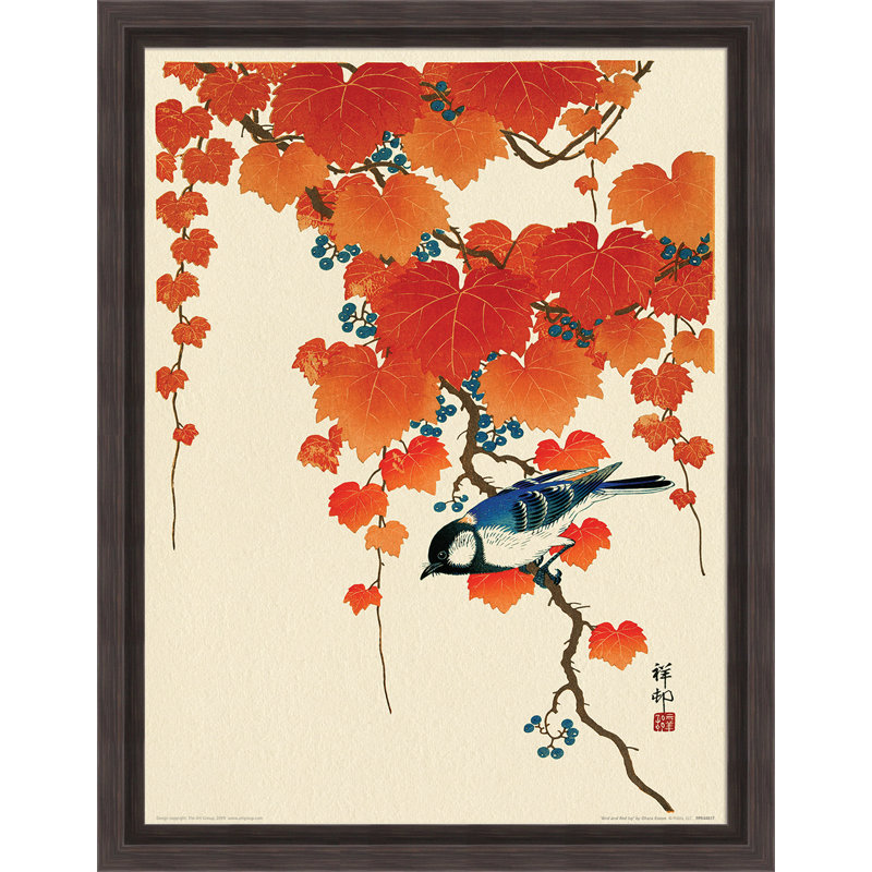 Bird And Red Ivy by Ohara Koson - No Frame Painting