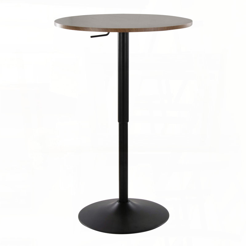 Table de bar réglable - métal noir et plateau en bois de noyer, Brown