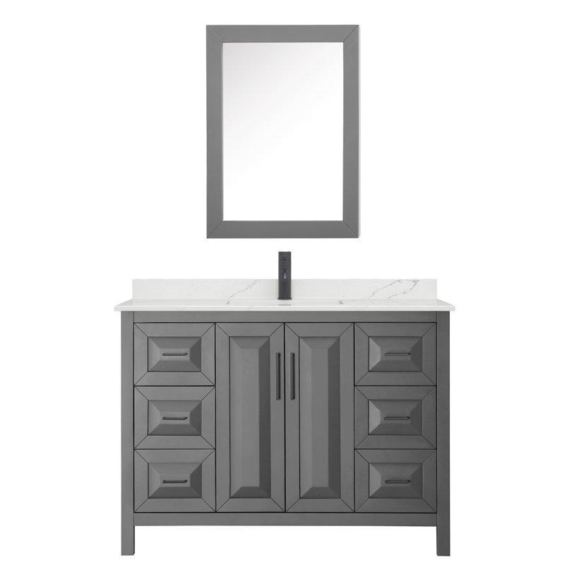 Daria 48'' W Vanity, Gray, Matte Black, Giotto Quartz