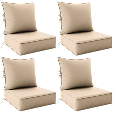 Outdoor 6.5" Thick Deep Seating Cushion Set Water-Resistant & Fade-Resistant Patio Chair Cushions