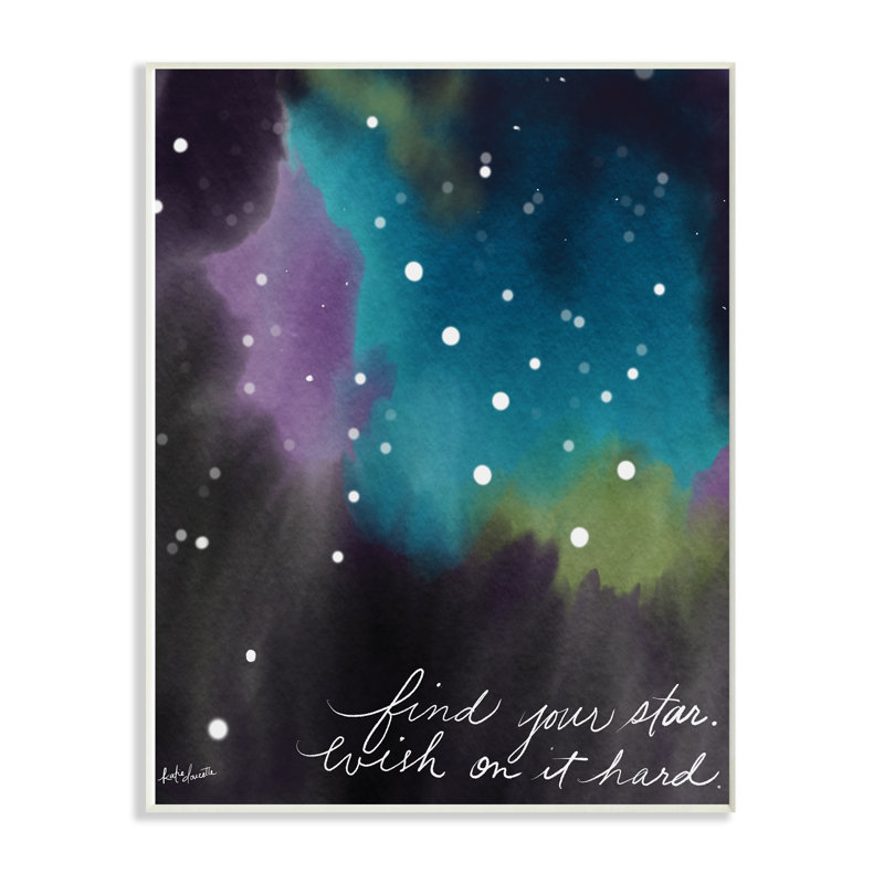 Décoration murale pour enfants en aquarelle étoile et ciel Tedder, H 19 po x l 13 po x P 0,5 po, Plaque de bois