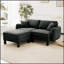 Canapé modulaire en tissu 2 places avec accoudoirs en forme de coquille, repose-pieds amovible et pieds cylindriques en tissu Boucle-26542728