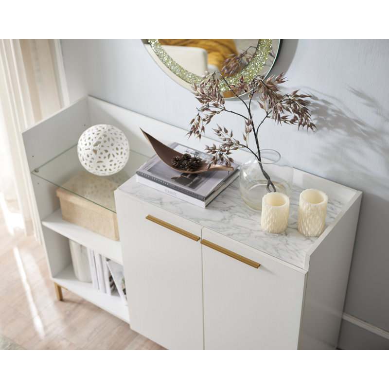 Console Lightfoot 47,72 po, Plateau blanc / base or