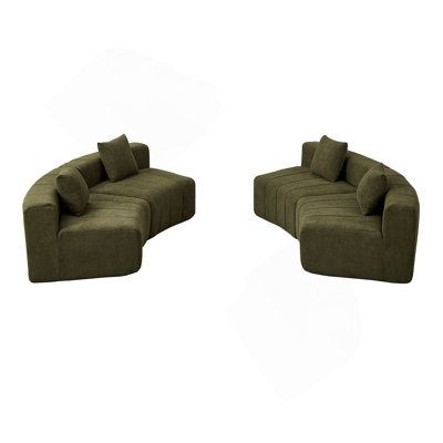 Chenille Curved Modular Sectional Sofa With 4 Pillows For Living Room, Bedroom, Office, Reading Nook, And Lobby Use.