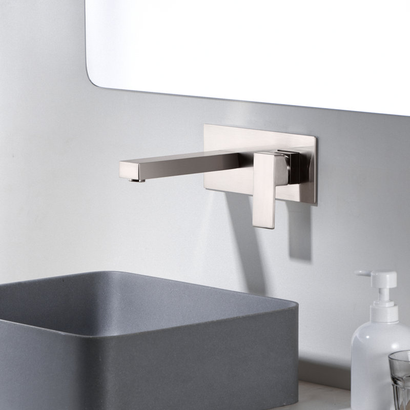 Robinet de lavabo de salle de bain, robinet de lavabo mural à un trou, Nickel