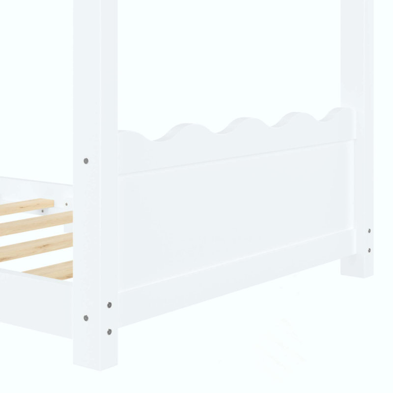 Lit de maison avec lattes de soutien, cadre de lit de maison en bois massif pour enfants, pas de sommier tapissier et structure d'ouverture