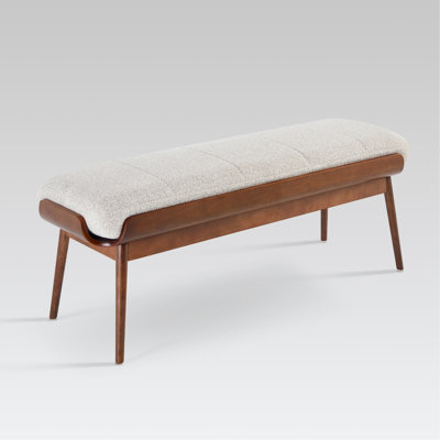 classic and minimalist Fabric Upholstered Entryway Bench with Wood Frame & End of Bed Bench for Bedroom Living Room