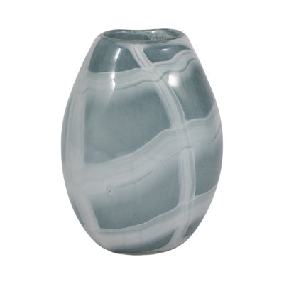 12" Slim Swirled Vase, Blue/White