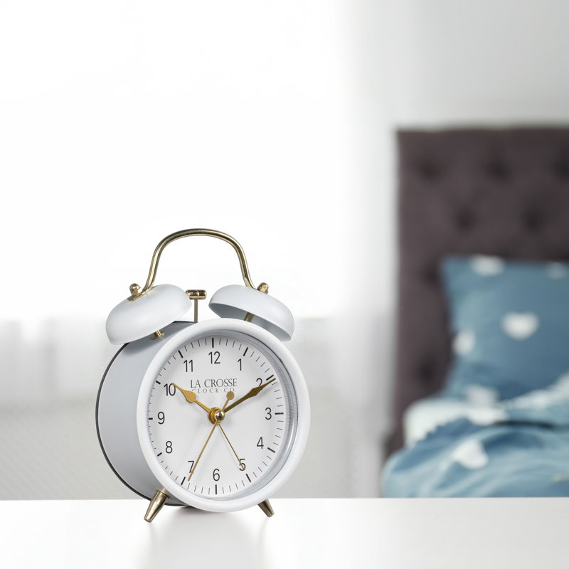 Twin Bell Silent Sweeping Quartz Analog Alarm Clock, Black