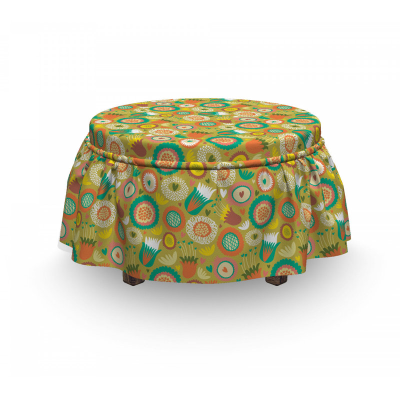 Housse pour repose-pieds fleurs botanique
