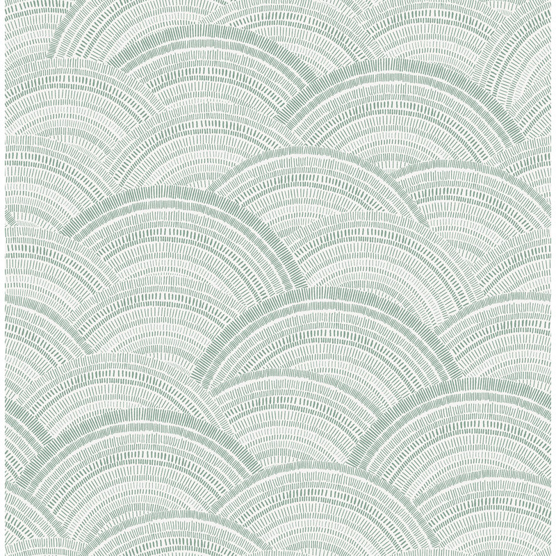 Papier peint géométrique Encircle Indigo, Vert