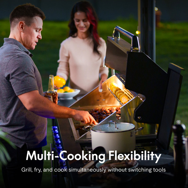 Akoah Outdoor 8-Burner Modular Gas Grill, Barbecue Island with Wheels, 8-Burner