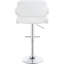 Tabouret de bar réglable à finition blanche, rembourré pour une assise lisse, base piédestal, salle à manger à dossier ouvert