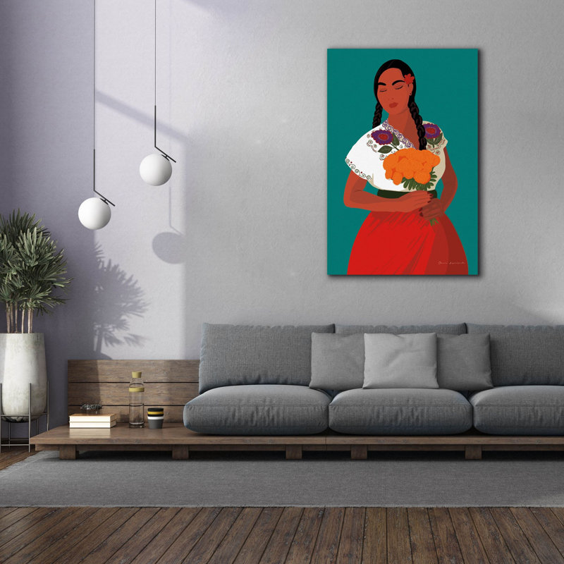 «Epic Graffiti», «Mexique femme 2» par Omar Escalante, art mural sur toile, 40 po x 60 po