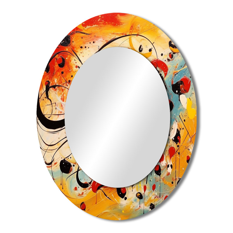 All That Jazz Colorful Joy - Grand miroir mural ovale sur métal, 43 po x 33 po