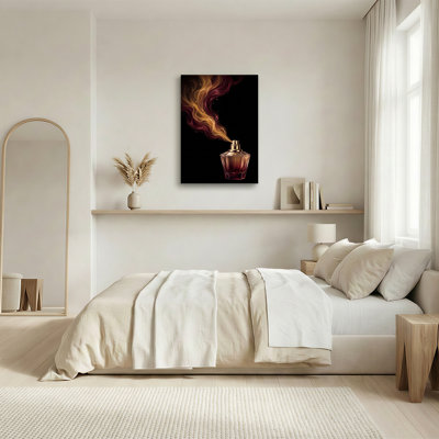 Faceted Glass Perfume Bottle With Amber Smoke Canvas Wall Art