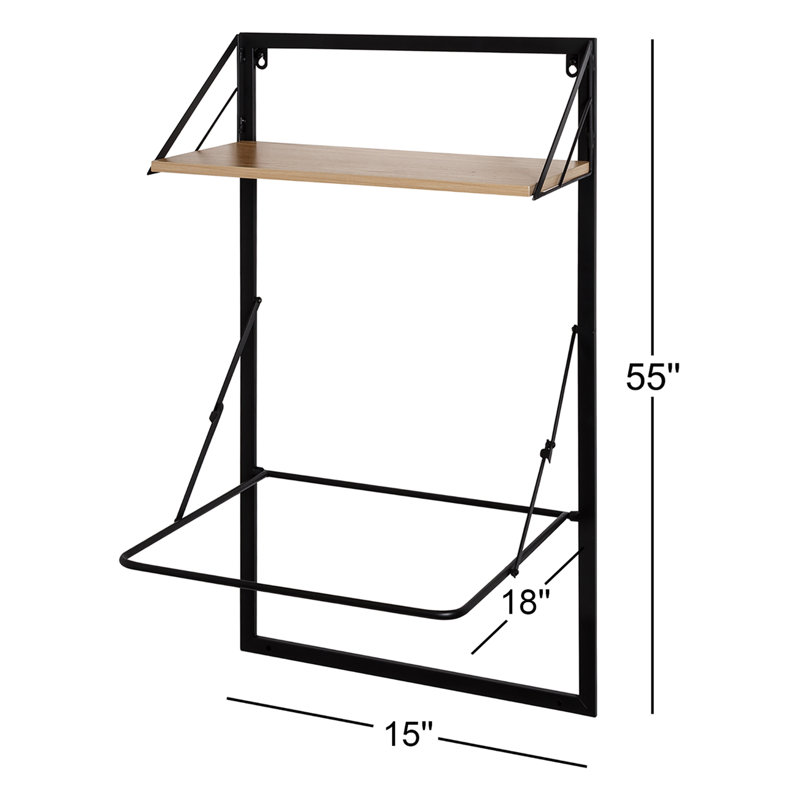 Metal Laundry Hamper, Black/Natural
