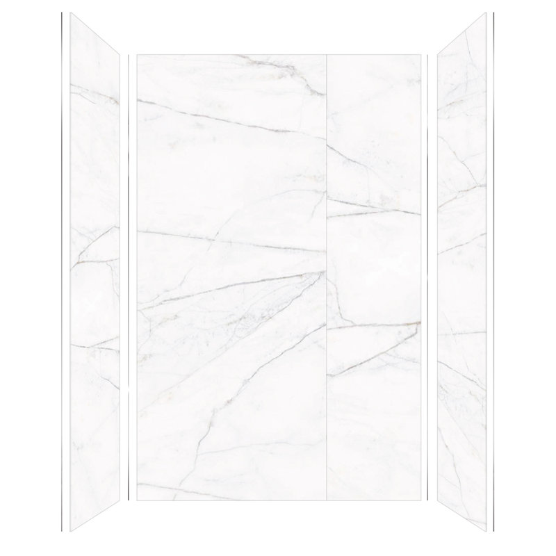 Glossy White Marble 60'' x 36'' x 96'' Shower Wall Kit