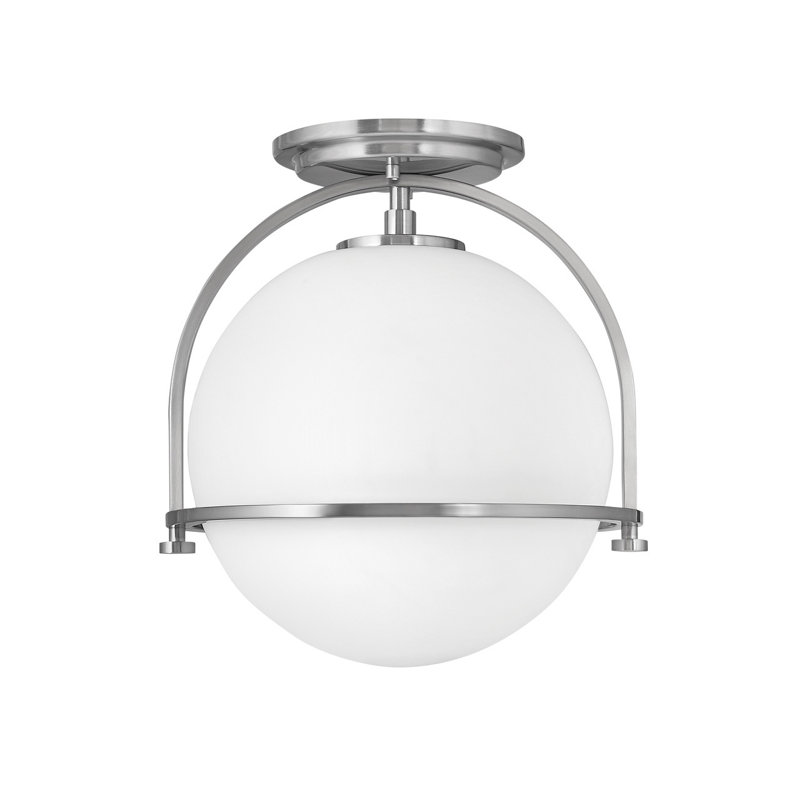 McCormick Hand Blown Glass Semi Flush Mount, Brushed Nickel