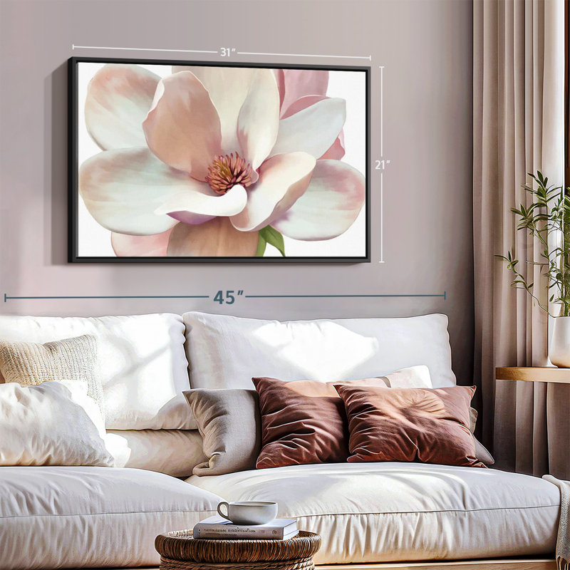 Floral et botanique «Magnolia rose», H 21 po x l 31 po