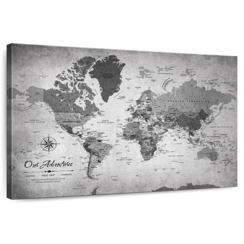Carte du monde Our Pushures IV, H 32 po x l 48 po
