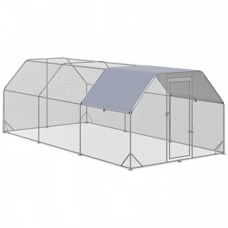 Grande cage à poules en métal avec couvercle imperméable et anti-UV PawHut