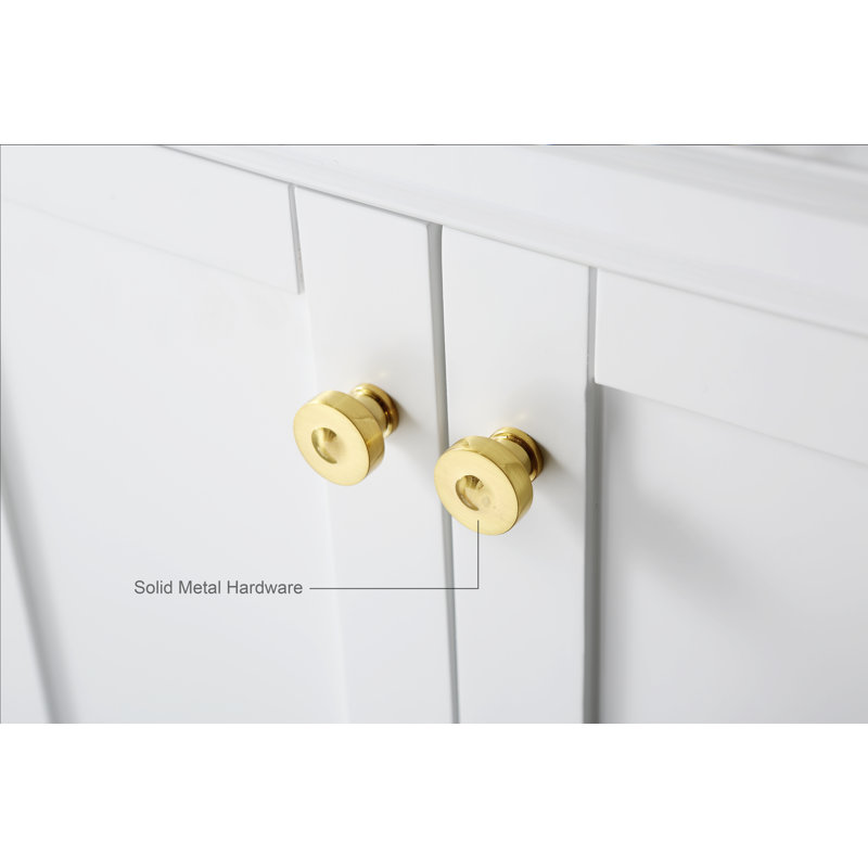 Audrey 66'' W Double Vanity, Carrara White, White | Brushed Gold