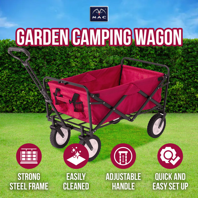 Red Steel Frame Collapsible Outdoor Utility Wagon