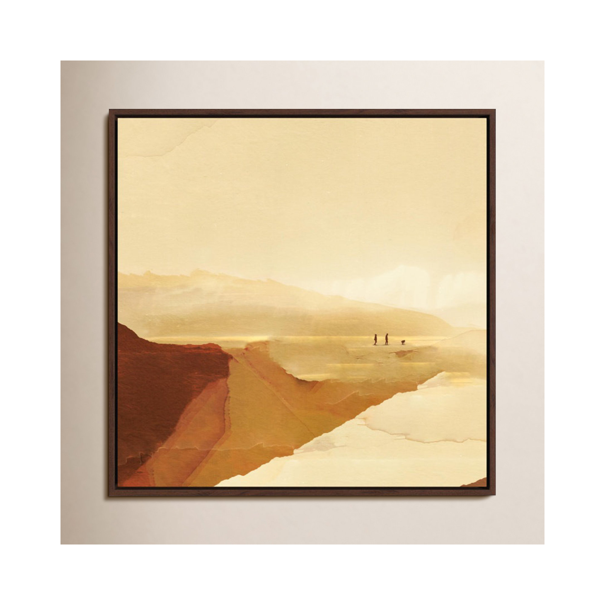 Sunset Walk, 30" H x 30" W x 2" D, No, Mahogany Framed Canvas