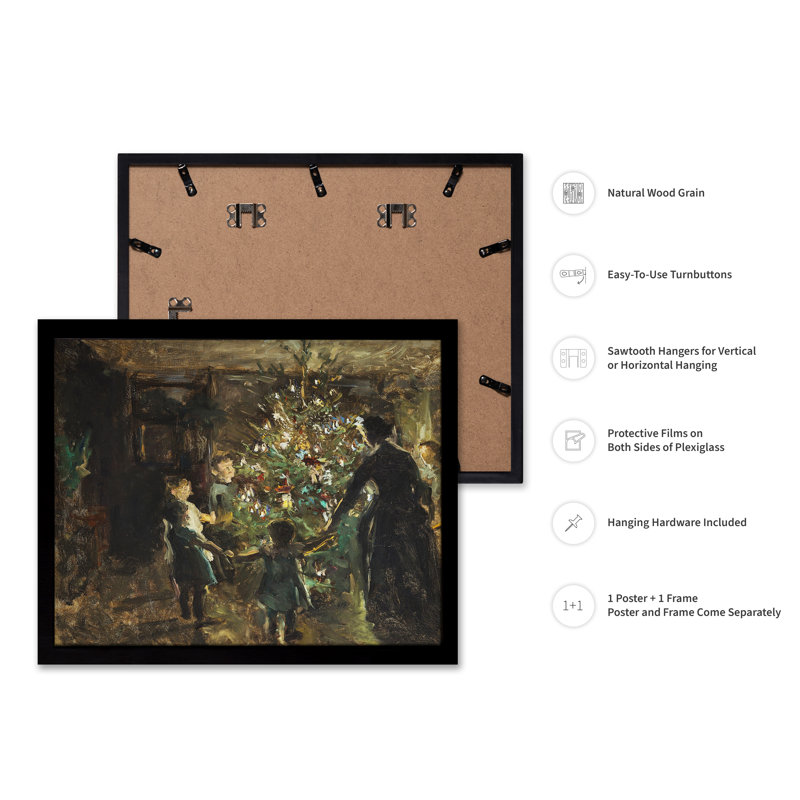 Peinture d'arbre de Noël, Black Framed, Affiche, 18"H x 24"W
