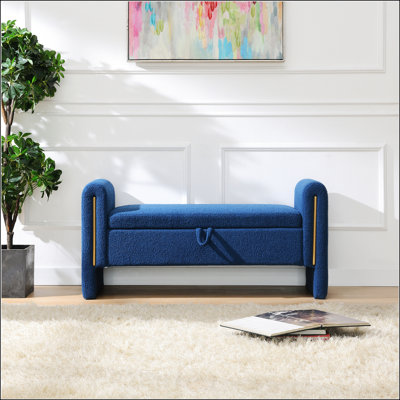 Modern Teddy Bed End Bench With Arms And Storage, Upholstered Large Foot Rest Stool, Comfy Window Vanity Bench For Living Room, Bedroom, Dorm, Coffee Table