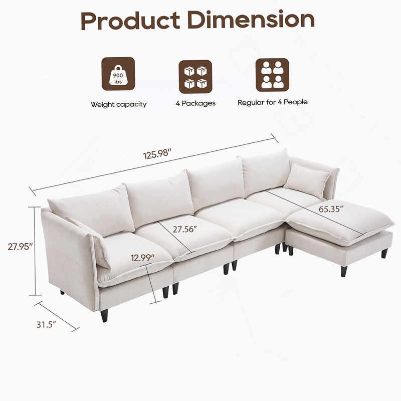 Ensemble de canapé modulaire polyvalent pour divers espaces, améliorant le confort et le style, Beige