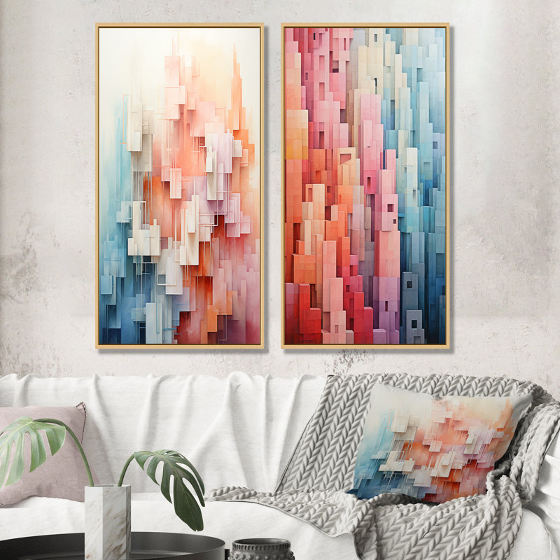 Ensemble de salon mural Pastel, H 40 po x l 41 po, Cadre flottant brun