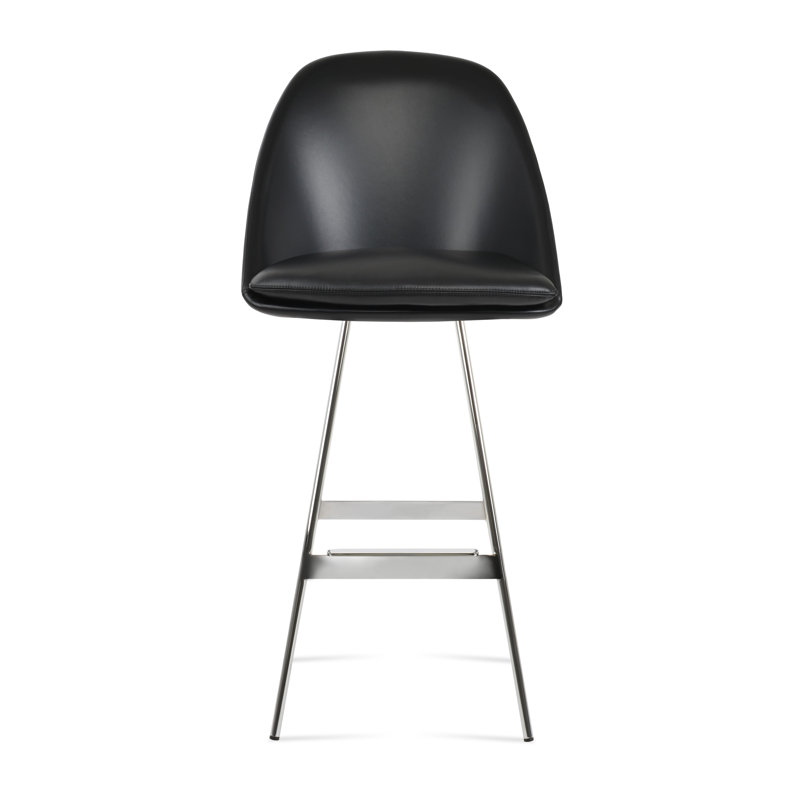 Tabouret Avanos Balat, Tabouret de bar (siège d'une hauteur de 28,5 po), Chrome chrome, Noir ppm