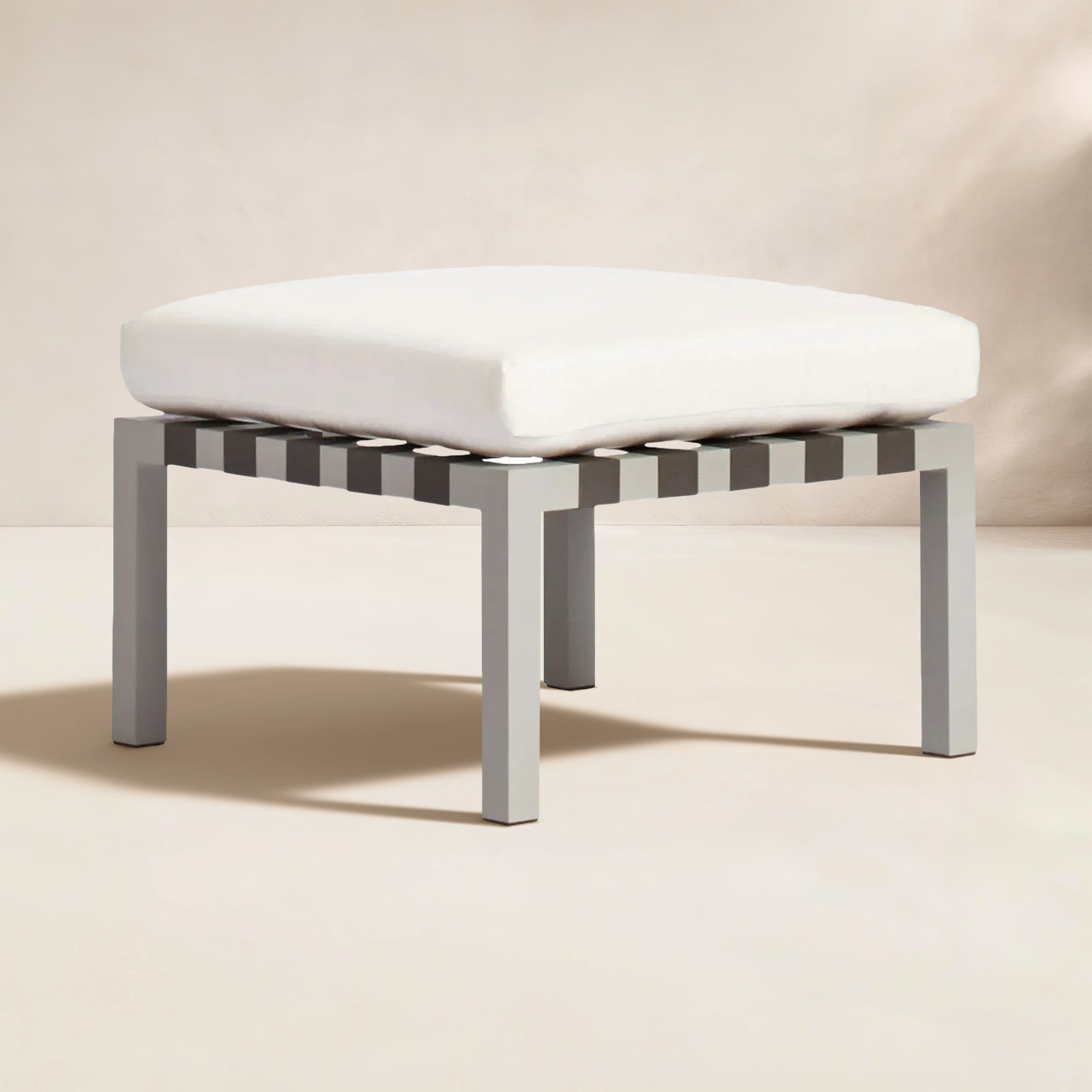 Jibe Upholstered Outdoor Ottoman with Cushion, Canvas Canvas Sunbrella® Canvas