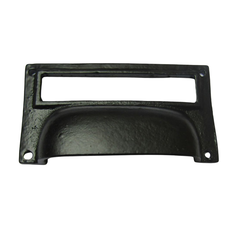 4" Large Card Holder Cup Handle Antique Brass, 85mm, Black