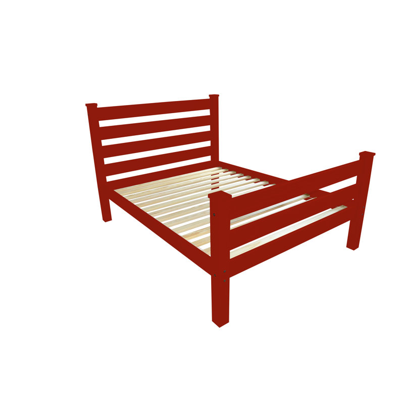 Lit standard en bois massif, Rouge, Double