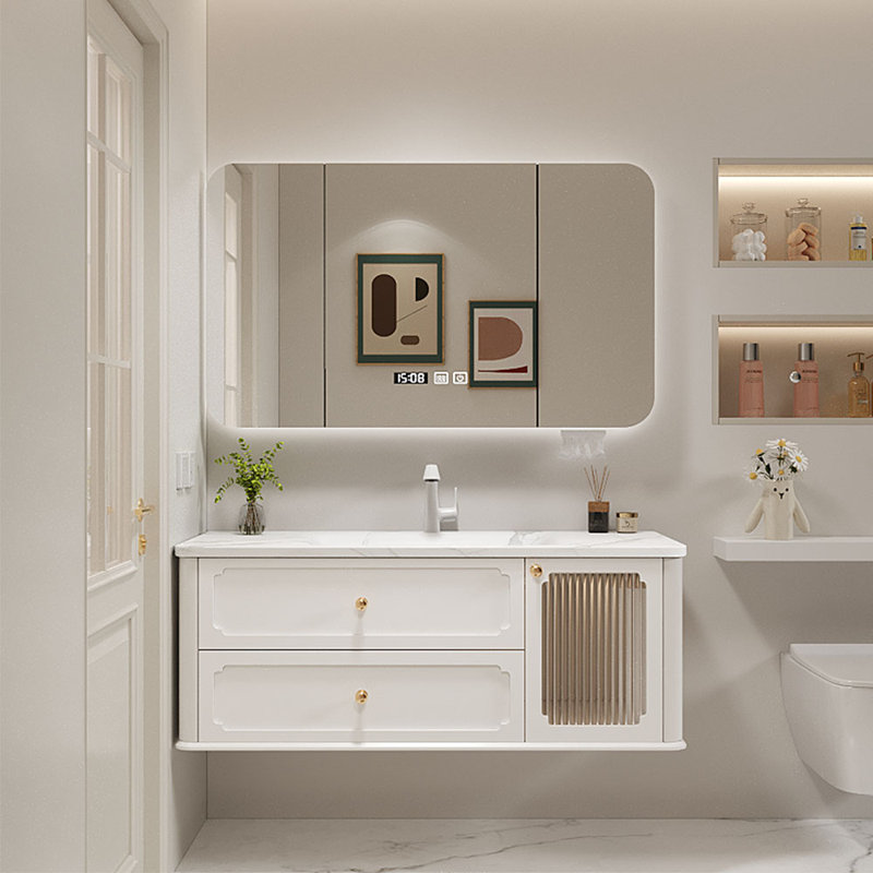 Armoire de salle de bain simple de style français, Blanc