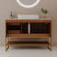 Meuble-lavabo moderne de 36 po avec lavabo vasque en céramique, armoire d'appoint dorée-862840530