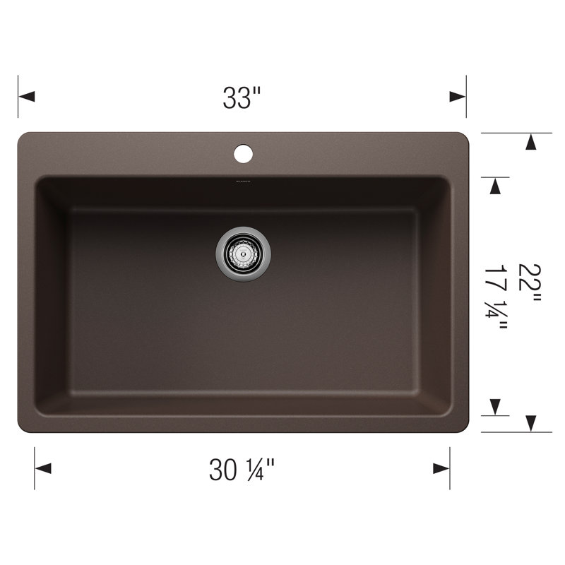 Liven SILGRANIT 33" L x 22" W Drop-In/Undermount Kitchen Sink, Café