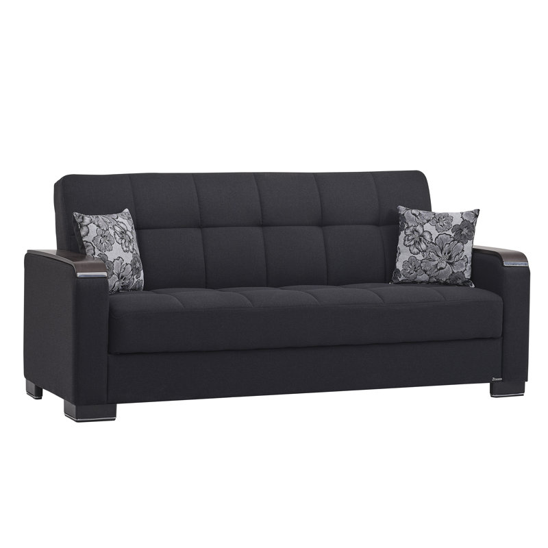 Annalease 89 in. Fabric 3-Seater Twin 3-in-1 Sleeper Sofa Bed with Storage, Chenille Dark Blue