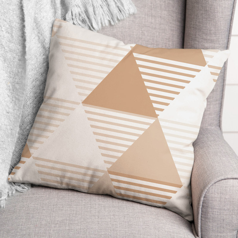 Geometric Outdoor Reversible Throw Pillow, Tan