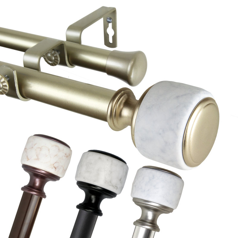 Tringle à rideaux double Montelongo, H 3 po x l 240 po x P 6,75 po, Nickel satiné