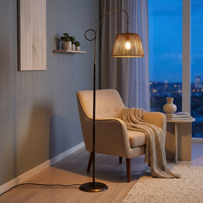 Kai Arched Bamboo-Style Floor Lamp