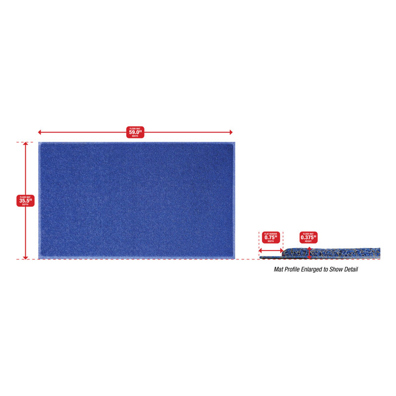 Tapis de porte d'extérieur antidérapant Krystiana, Bleu / Argent, L 36 po x L 60 po