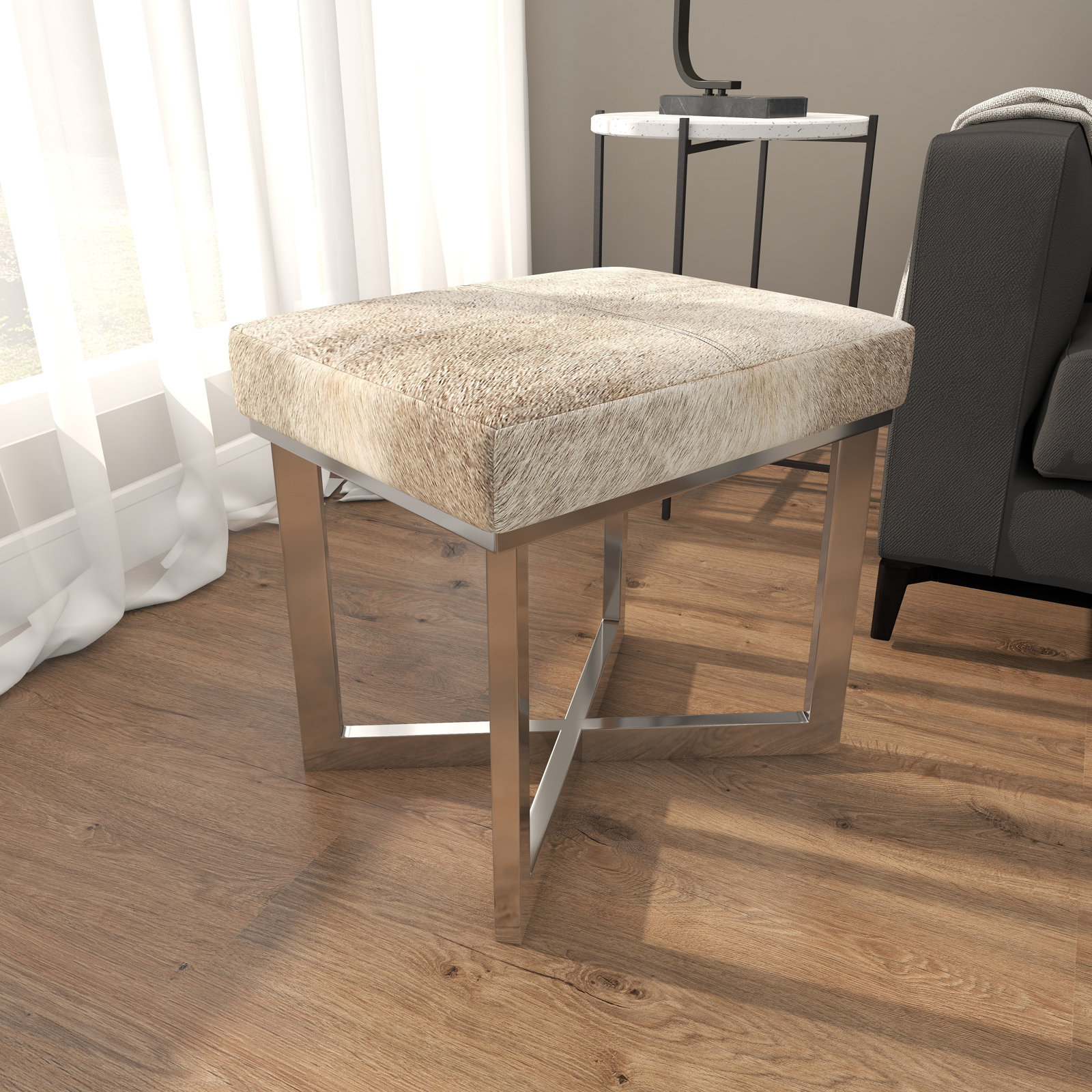 Aisla Genuine Leather Vanity Stool