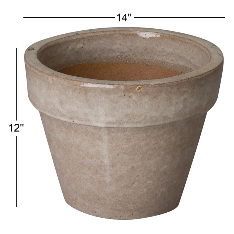 Divina Handmade Ceramic Pot Planter, 12" H x 14" W x 14" D, Light Brown