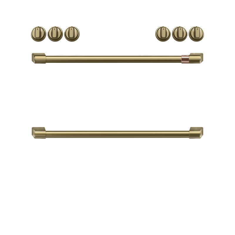 Front Control Gas Range Handle Kit, Brushed Brass