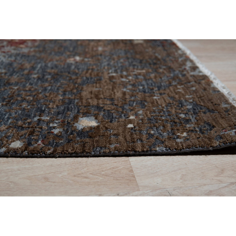 Lydia Lila Earthy Rustic Modern Hand Knotted Wool Abstraction Rug 9'0" x 12'0", Rectangle 8' x 10'