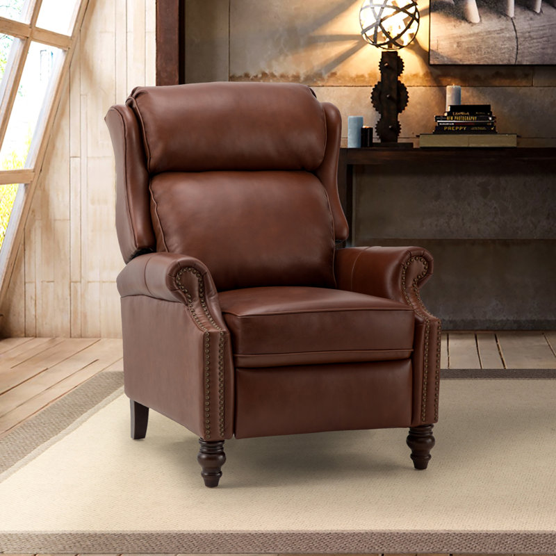 Fauteuil inclinable manuel Ambrosane, Cuir fleur brun